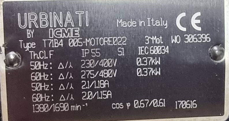 Motor 3PH 0.37KW