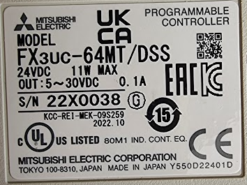 PLC 24VDC 32I/32O 24VDC PNP FX3UC-6