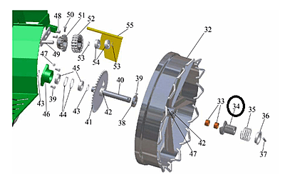 34. Overrunning clutch, left 6435901