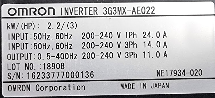 OMRON SYSDRIVE 3G3MX INVERTER